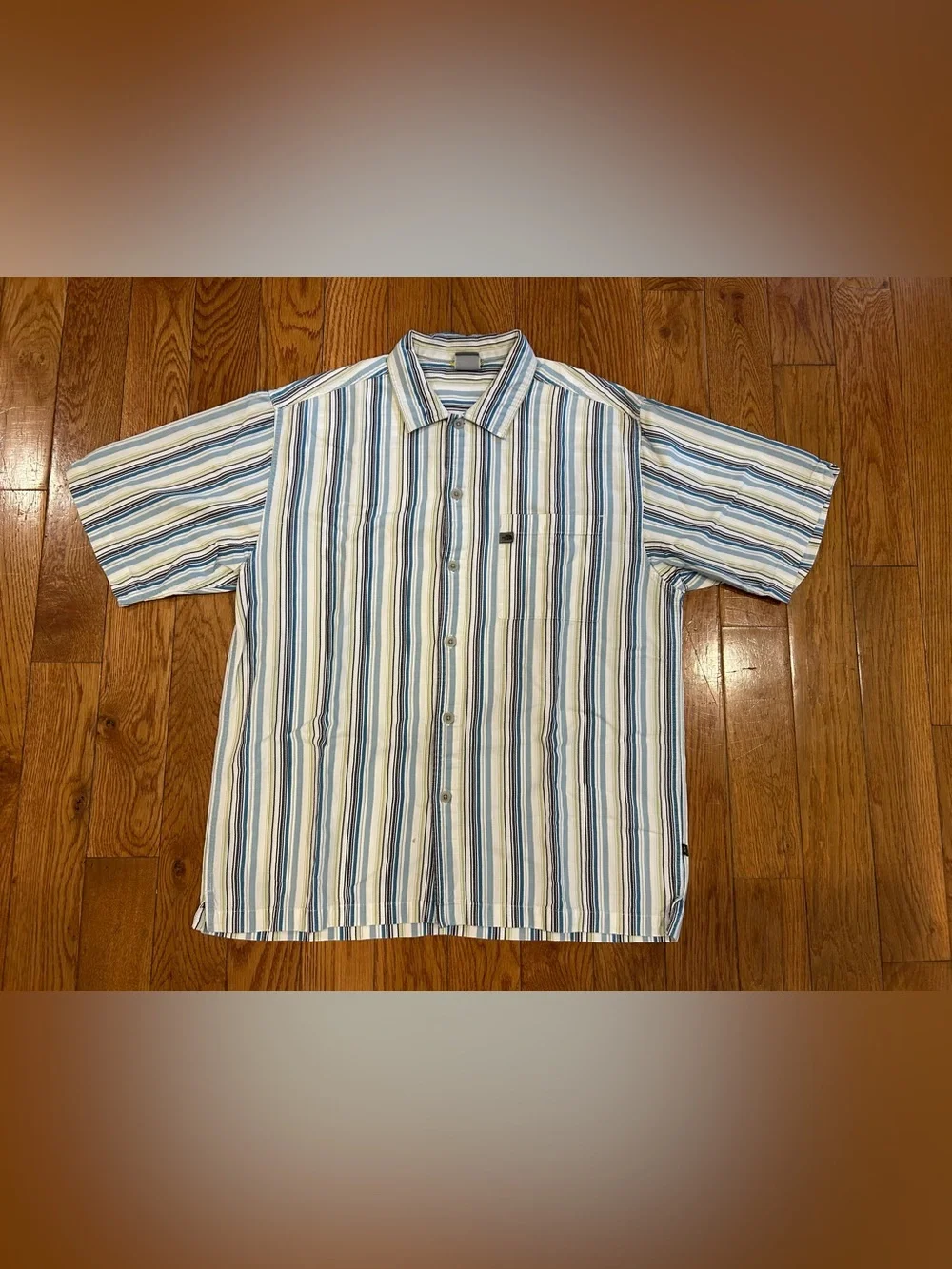 The North Face A5 Series Shirt Men's L Striped Short Sleeve Button Down Blue